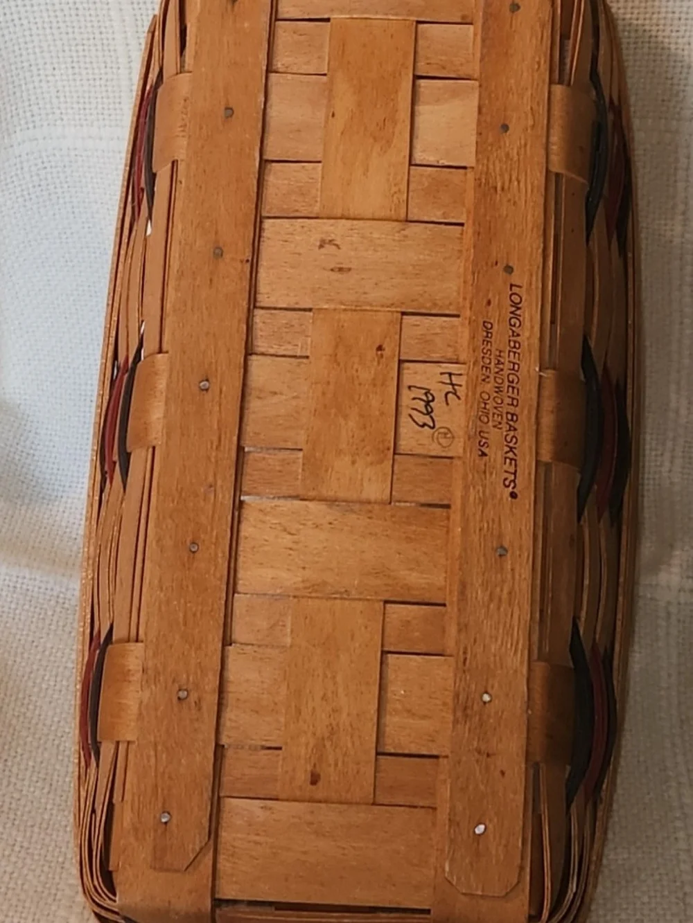 Vintage Longaberger Bread Basket with Black and Red Accents